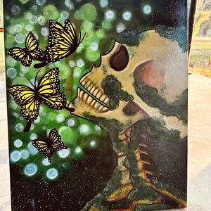 Butterfly Skull Canvas Art